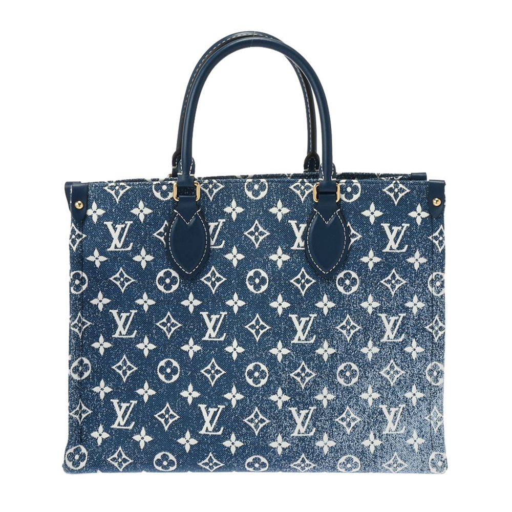 Louis Vuitton On the Go Tote Bag Marine Jacquard Denim Handbag